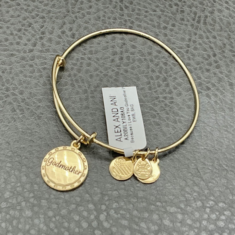 Alex And Ani Bracelet Gold Tone Godmother‎ Angel Charm Womens 7 Inch Jewelry